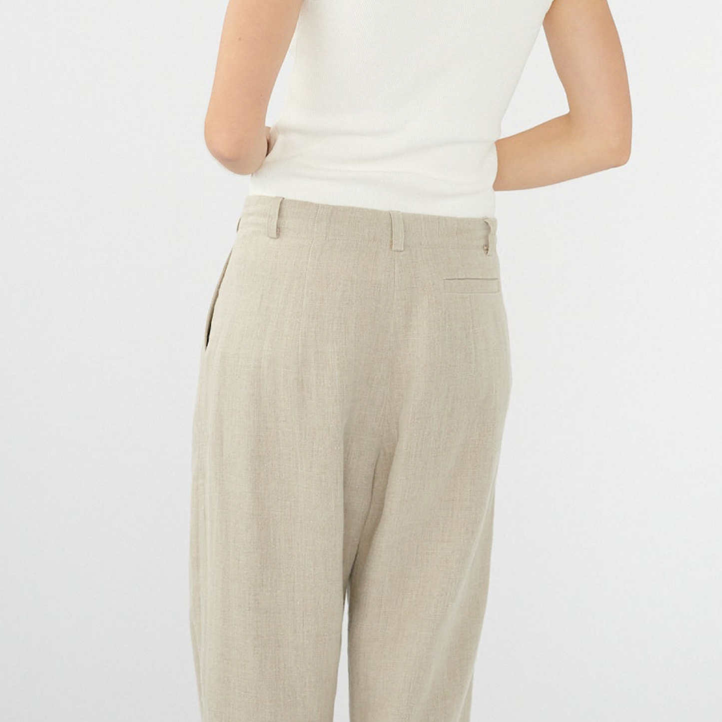 Linen Box Trousers, Nature