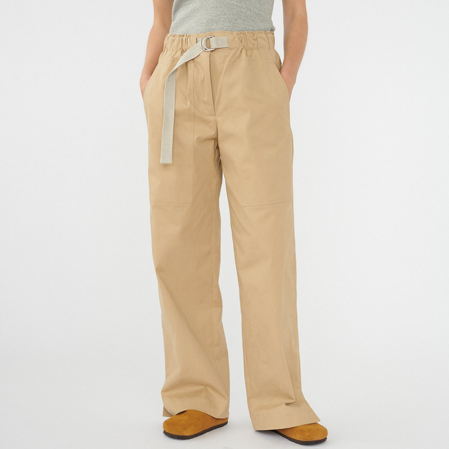 Canvas Casual Pants, Beige