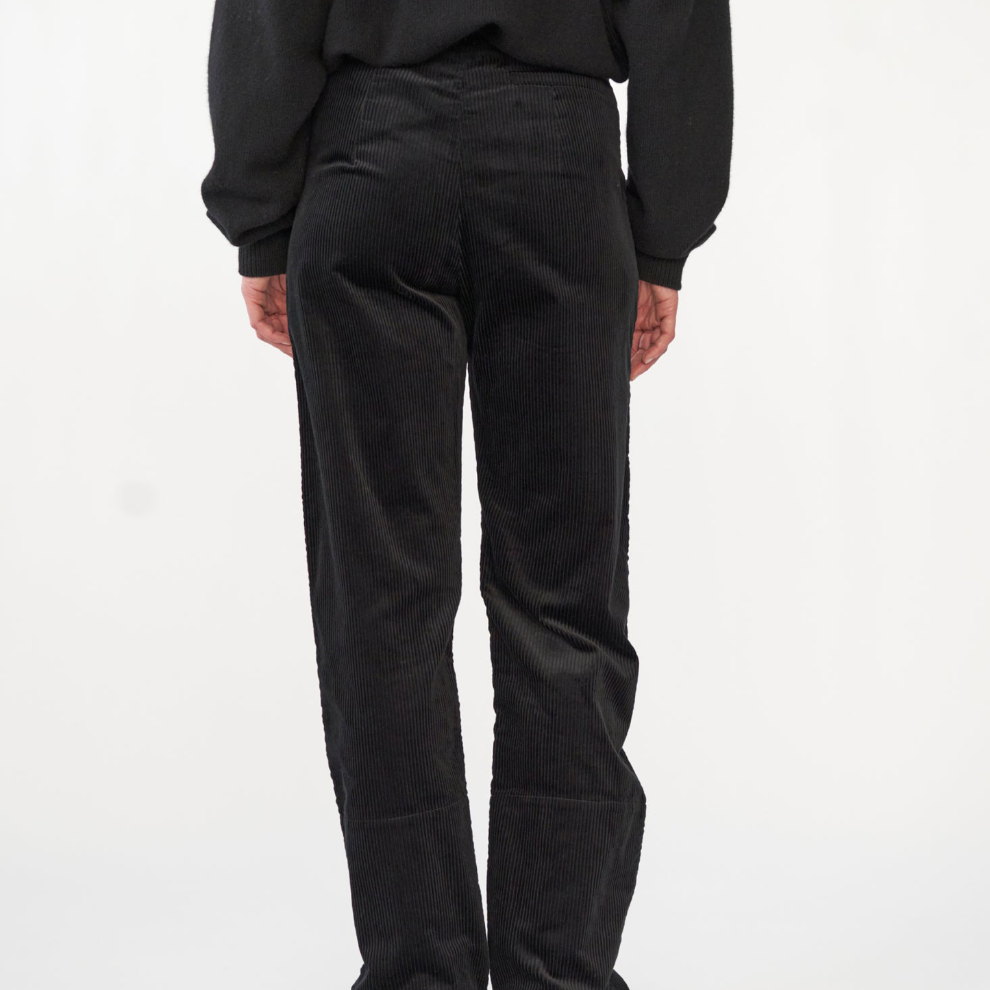 Corduroy Box Trousers, Black