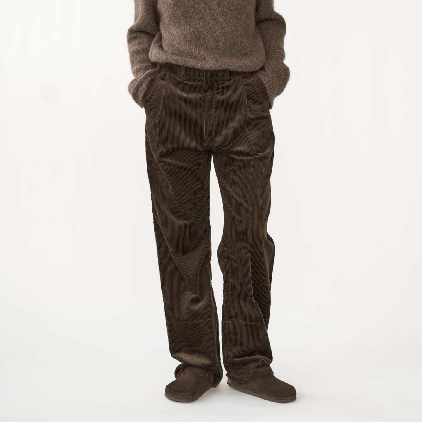 Corduroy Box Trousers, Dark Brown