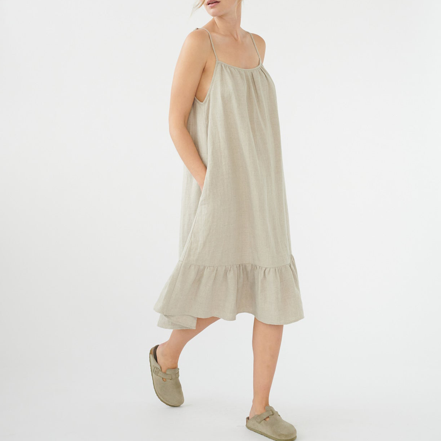 Linen Bias Dress, Nature