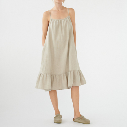 Linen Bias Dress, Nature