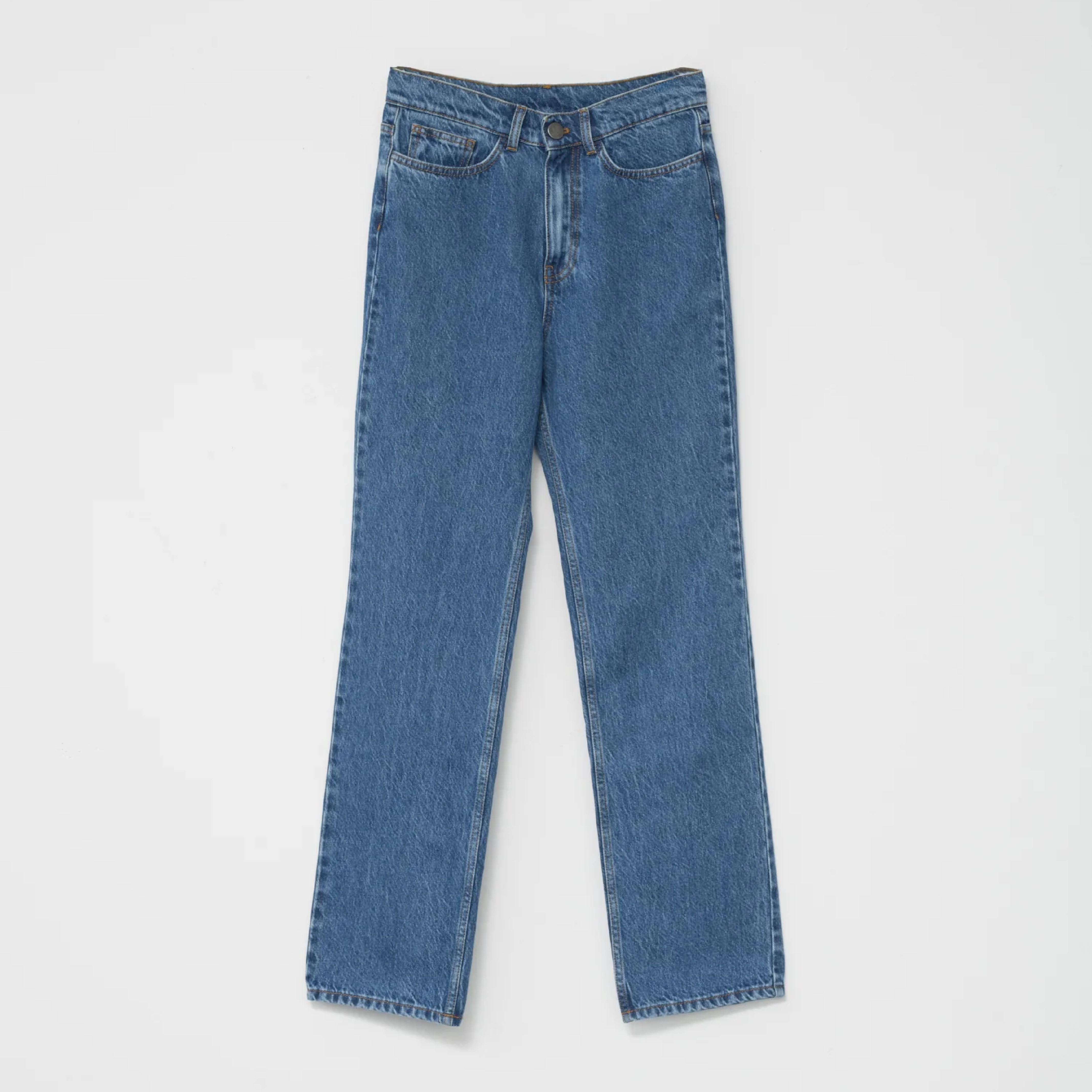 Hemp/Cotton Straight Jeans, Washed Blue
