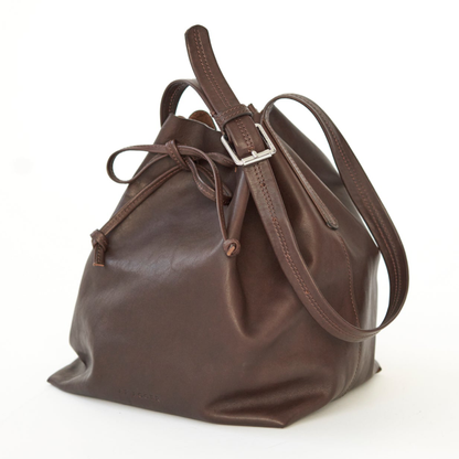 Leather Bucket Bag, Brown
