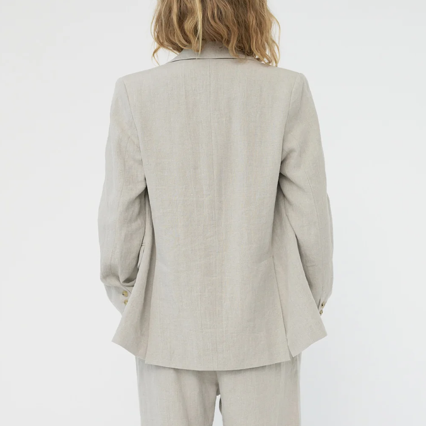 Linen Straight Blazer, Nature