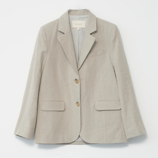 Linen Straight Blazer, Nature