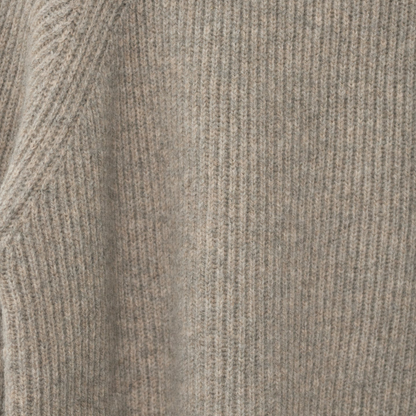 Shetland Wool Large Rib Long Sleeve Jumper, Nature