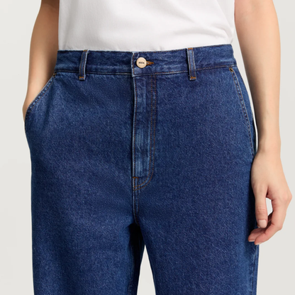 Carlo Midwaist Wide Jeans, Mid Blue