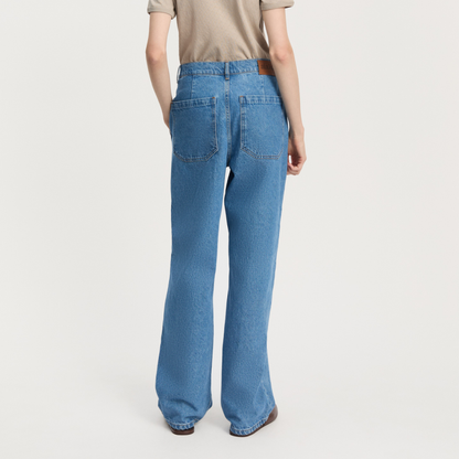Carlo Midwaist Wide Jeans, Clear Blue