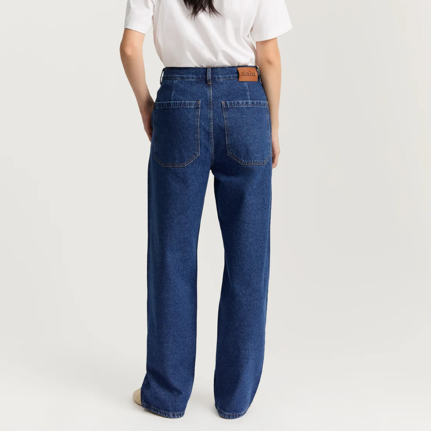 Carlo Midwaist Wide Jeans, Mid Blue