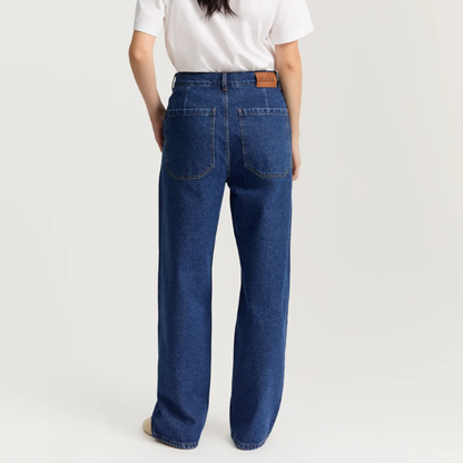 Carlo Midwaist Wide Jeans, Mid Blue
