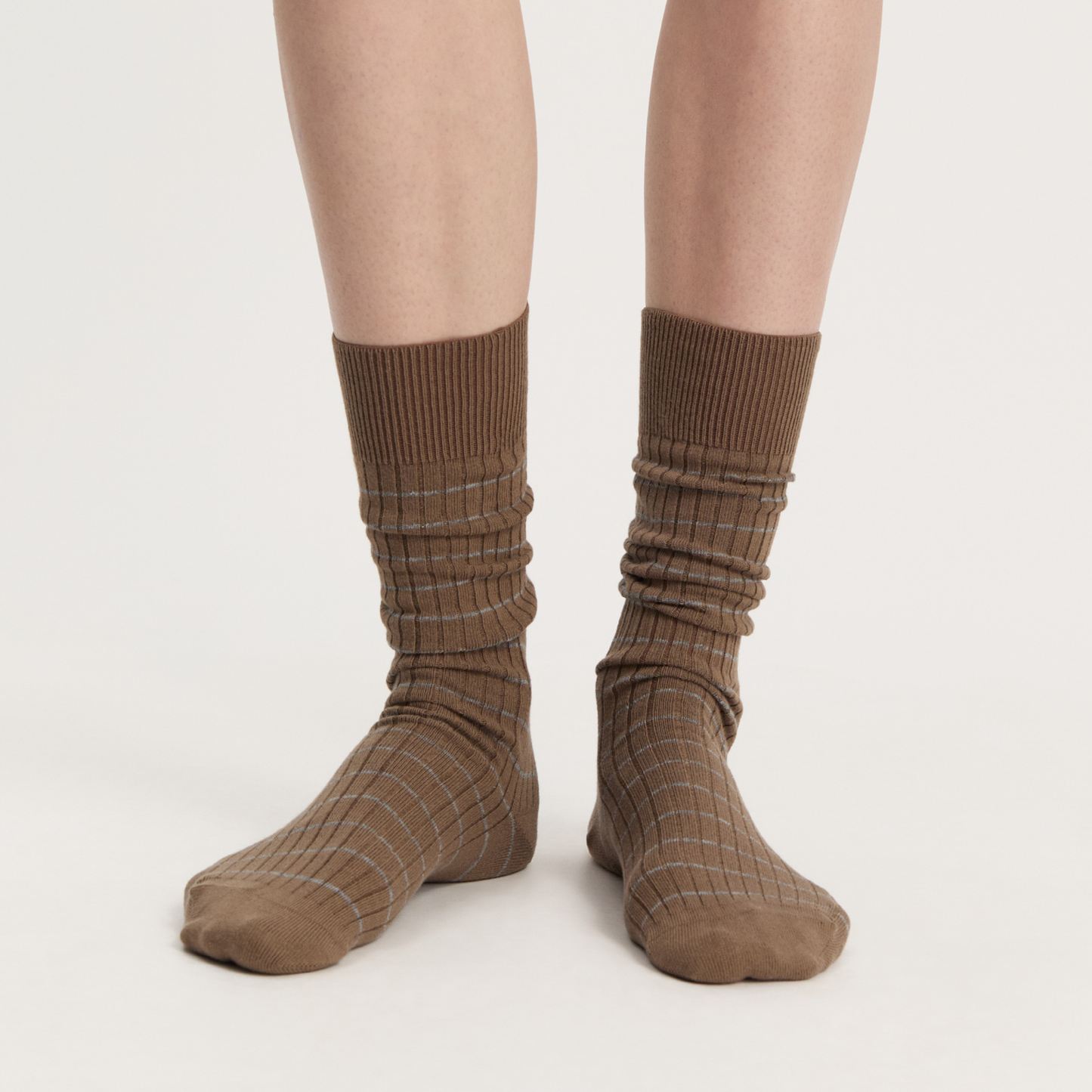 Cotton Long Socks, Mix Chestnut
