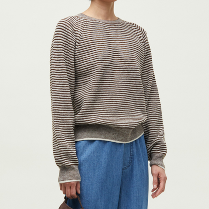 Suki Striped Sweater, Mix Brown Sugar