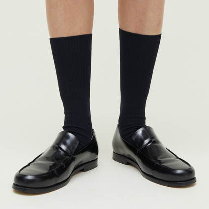 Wool Rib Socks, Black