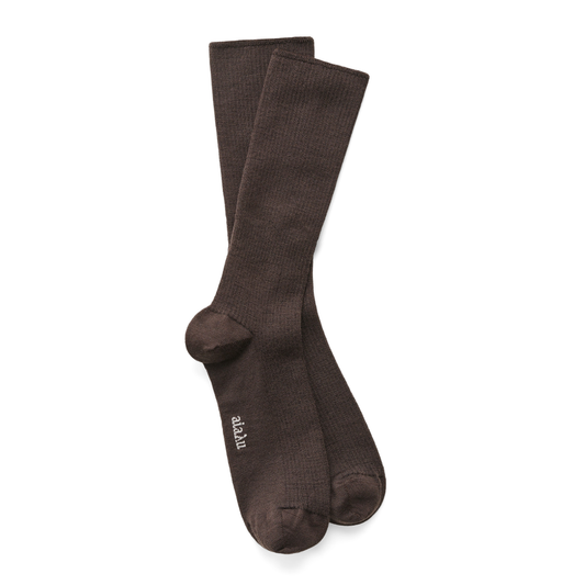 Wool Rib Socks, Brown