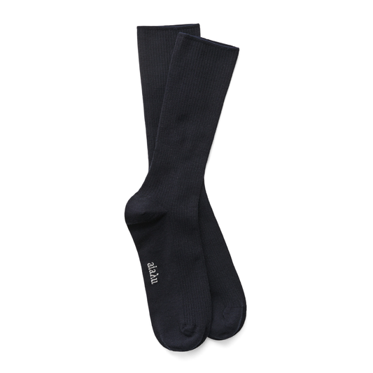 Wool Rib Socks, Navy