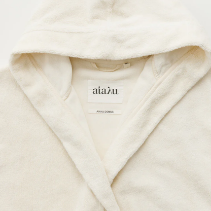 Hooded Bathrobe Terry, Pure Ecru