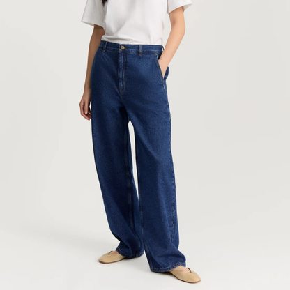 Carlo Midwaist Wide Jeans, Mid Blue