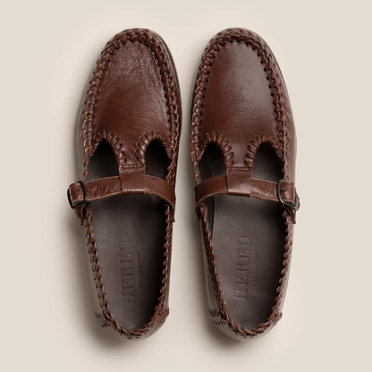 Alcover Supple Shiny T-Bar Loafers, Chestnut