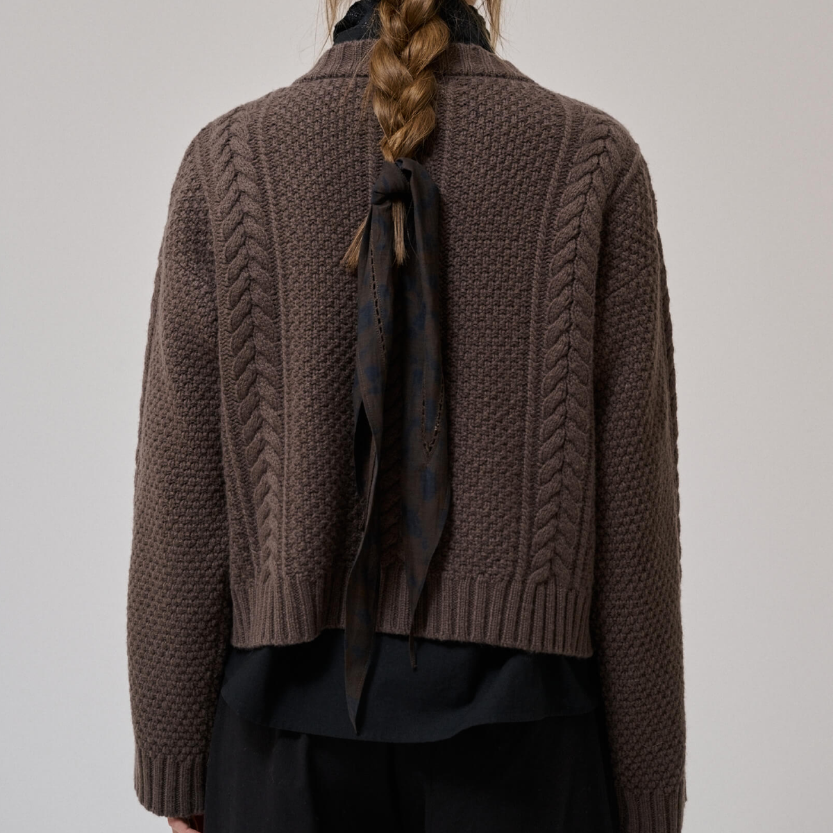 Heather ls Knit Cardigan, Dark Dun