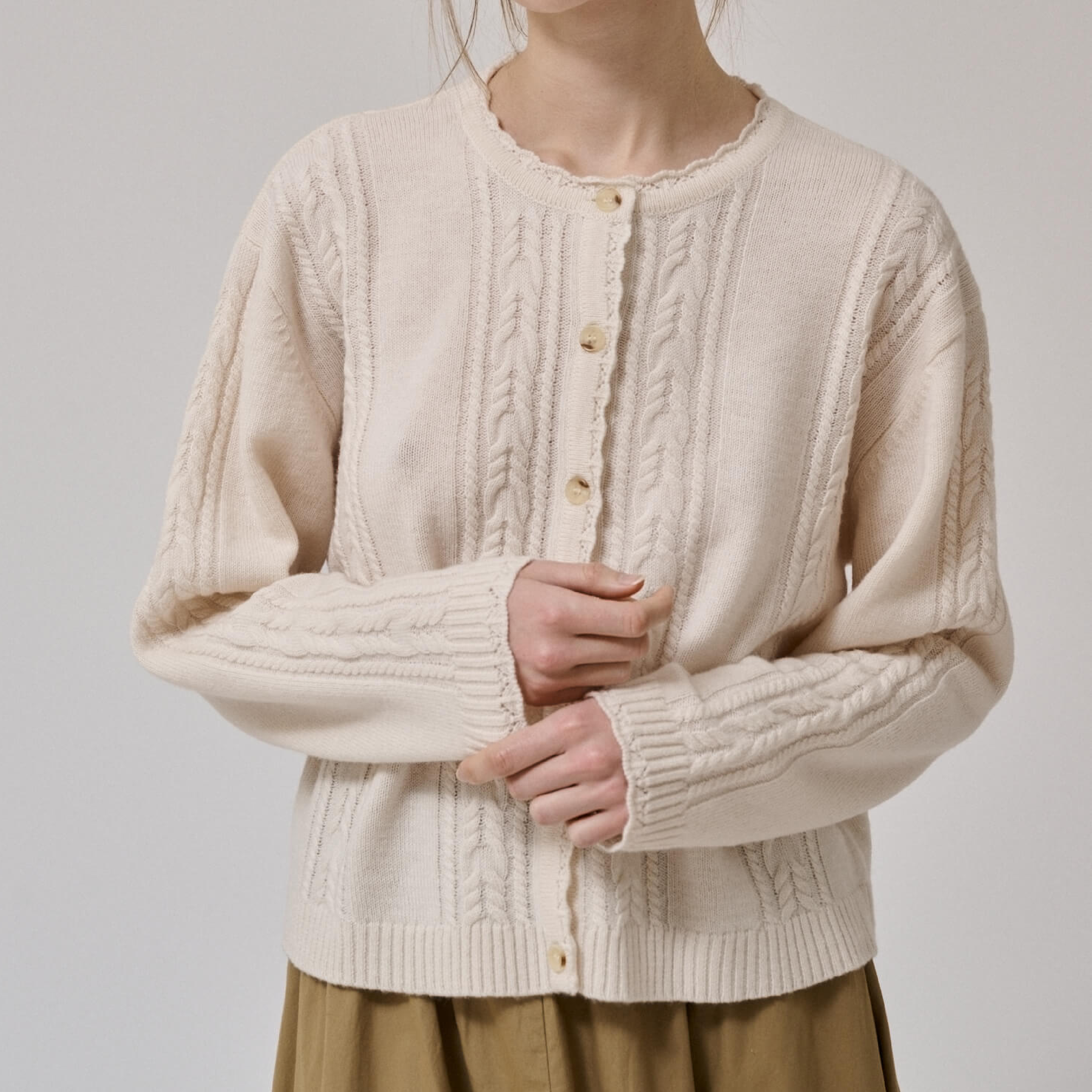 Meadow ls Cardigan, Creme
