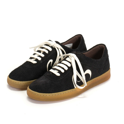 Blaire Plushed Calf Suede Sneakers, Black