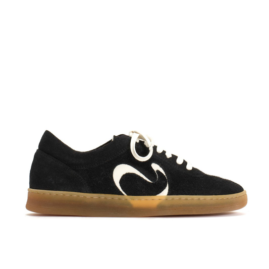 Blaire Plushed Calf Suede Sneakers, Black