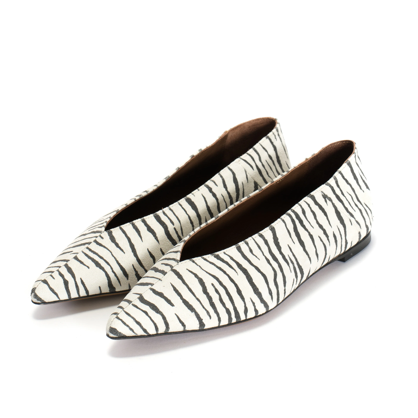 Cassie Calf Suede Ballerina, Zebra