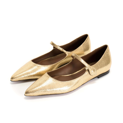 Fifi Crackled Metallic Ballerina, Gold