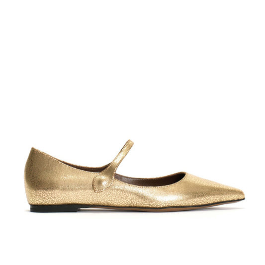 Fifi Crackled Metallic Ballerina, Gold