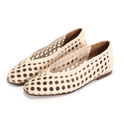 Sessi Hand-braided Ballerina, Vanilla Cream