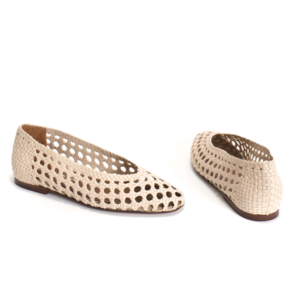 Sessi Hand-braided Ballerina, Vanilla Cream