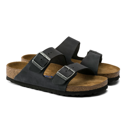 Arizona Oiled Leather Sandaler, Black