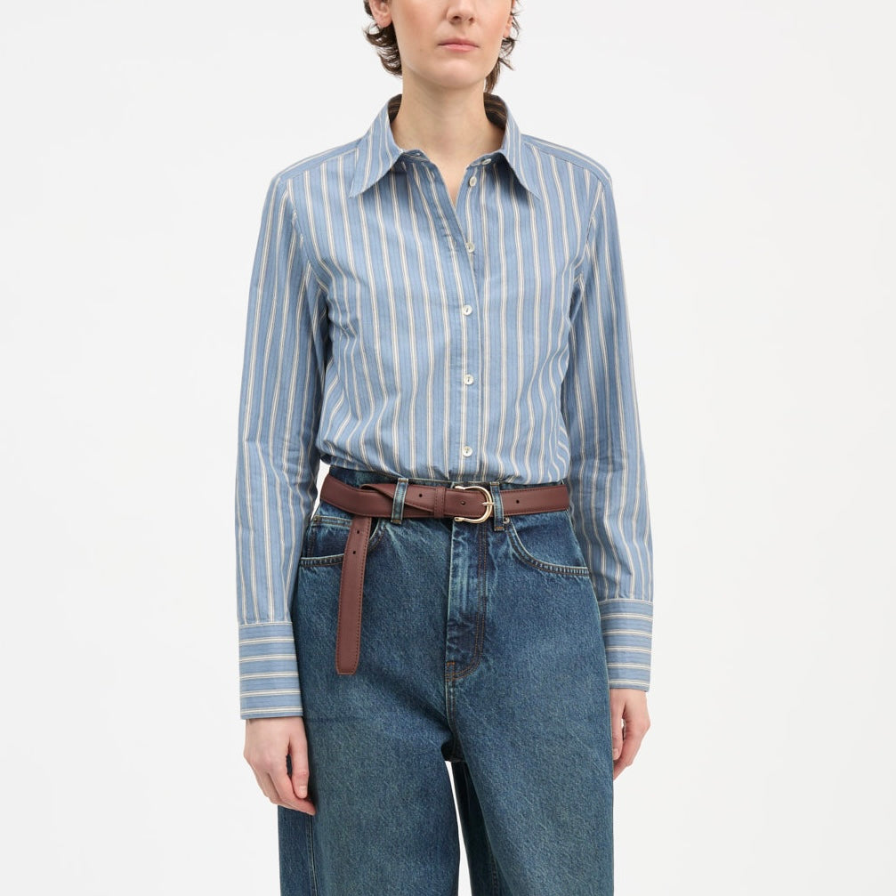 Fauna Shirt, Blue/Black/White Stripe