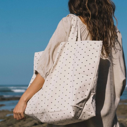 Big Dot Bag, Ecru/Black Dots