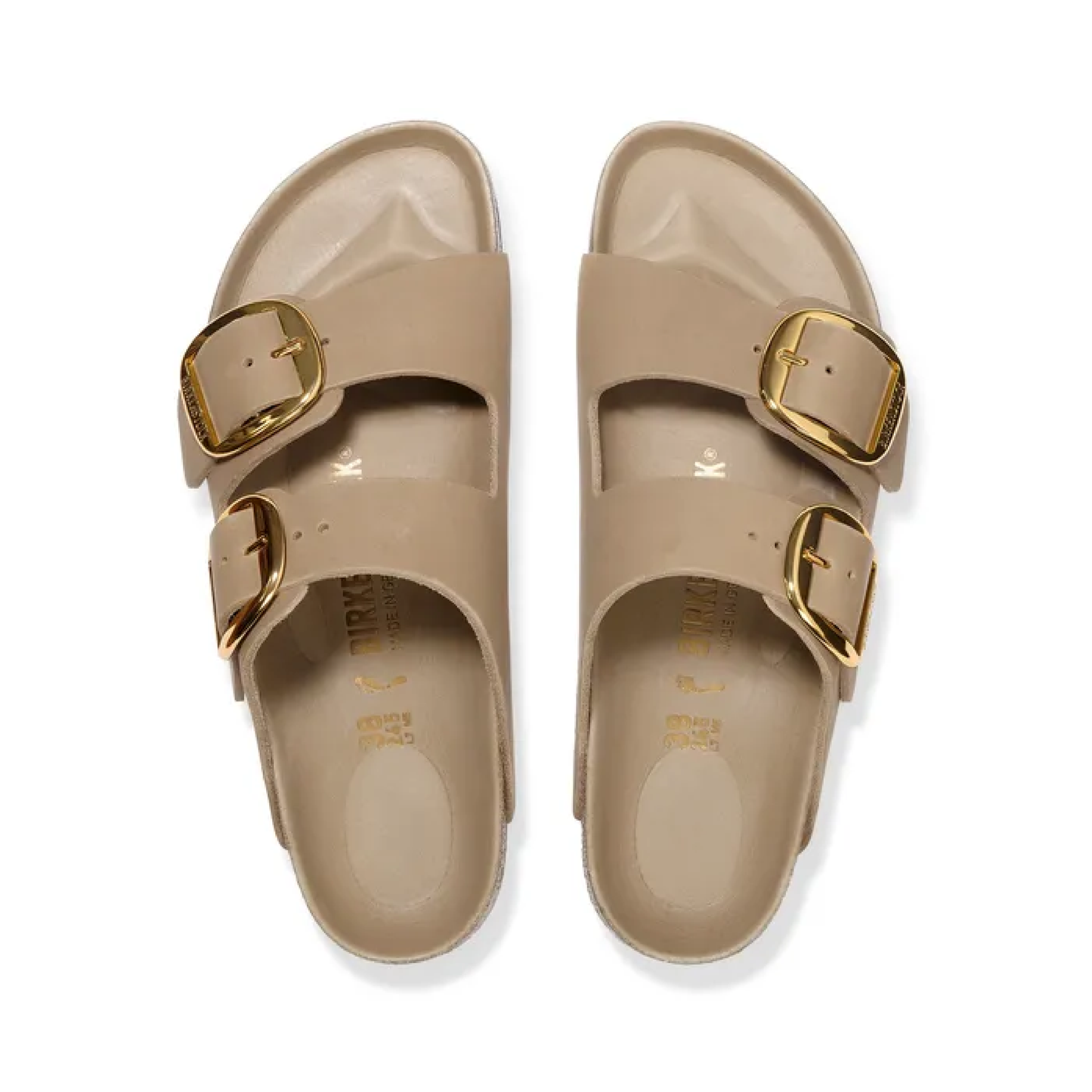 Arizona Big Buckle Oiled Leather Sandaler, Tabacco Brown