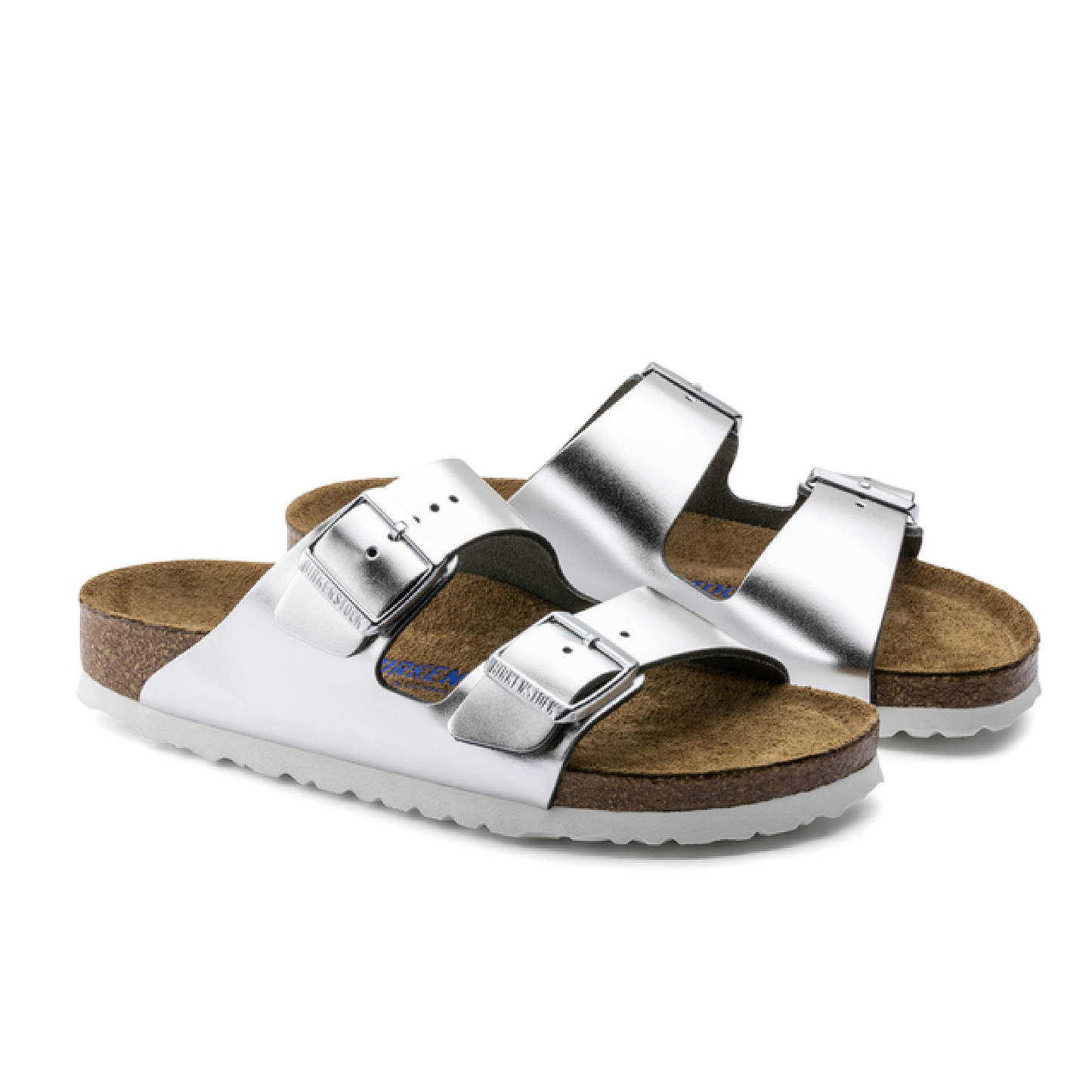 Arizona Natural Leather Sandaler, Metallic Silver