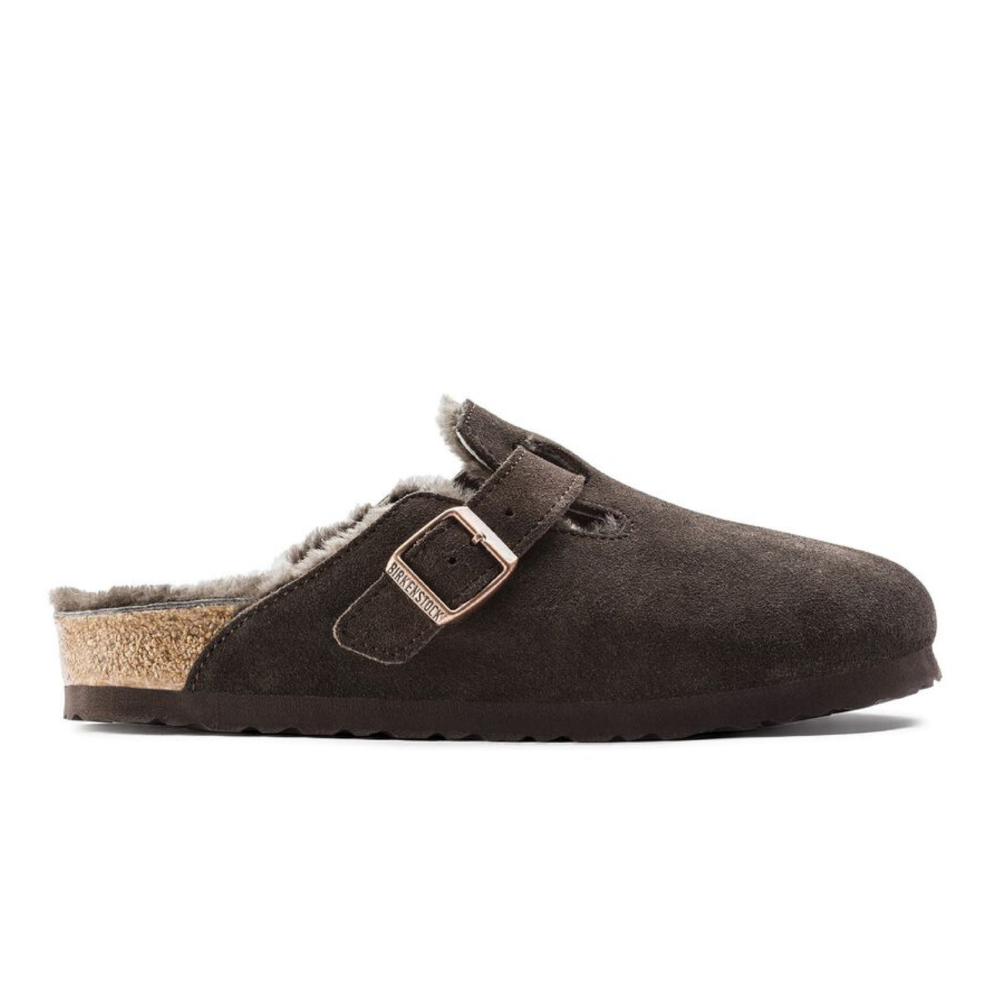 Boston Shearling Suede Leather Slippers, Mocha