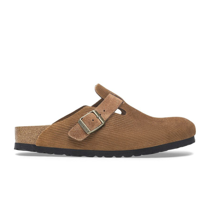 Boston Suede Leather Slippers, Corduroy Dark Tea