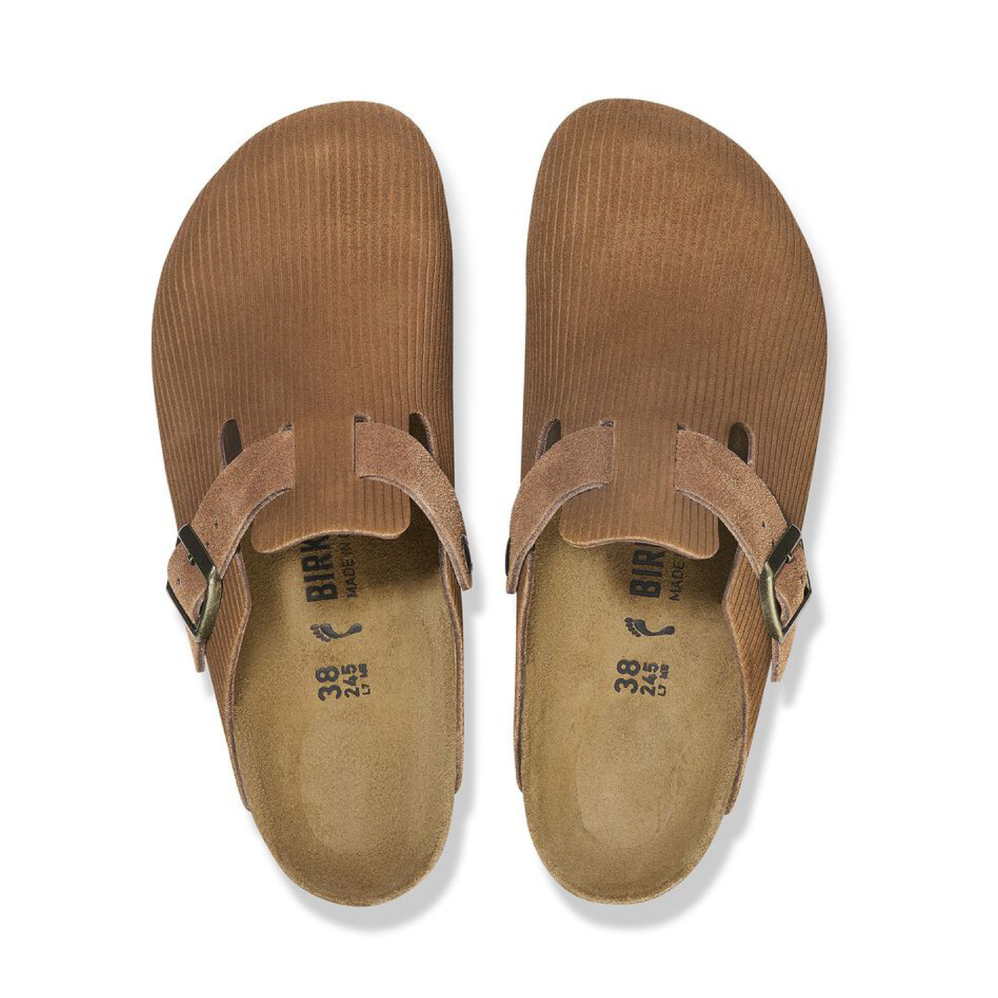 Boston Suede Leather Slippers, Corduroy Dark Tea