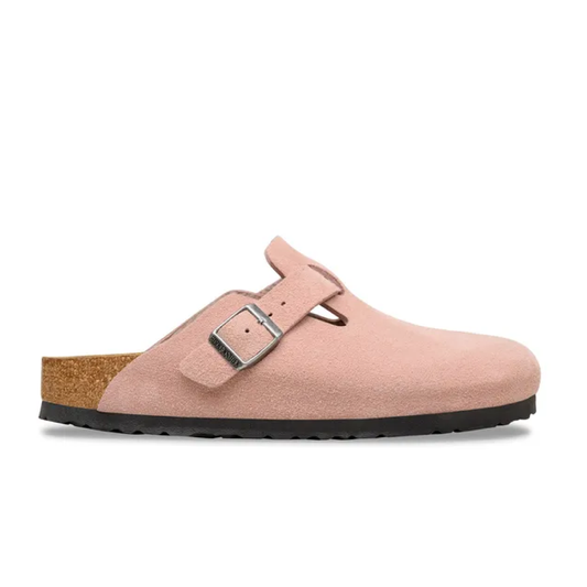 Boston Suede Leather Slippers, Pink Clay
