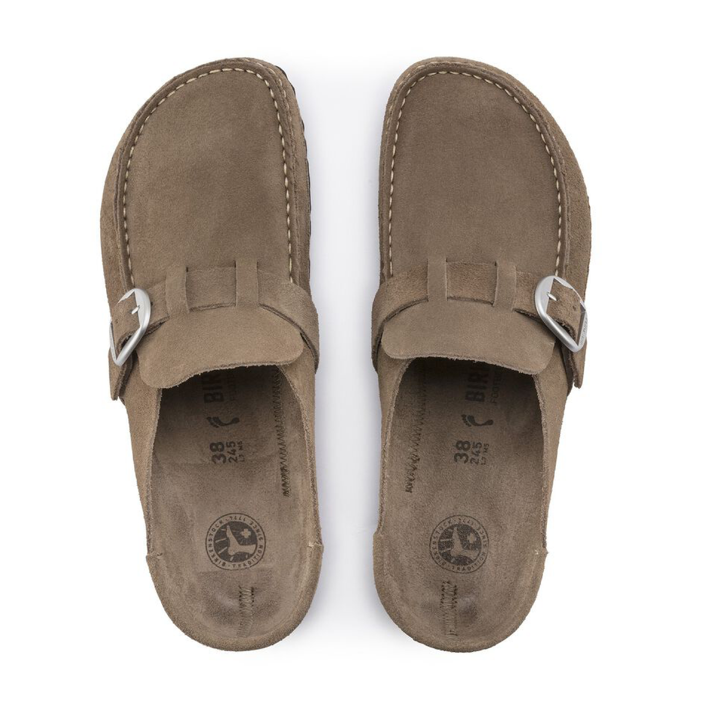 Buckley Suede Leather Slippers, Gray Taupe