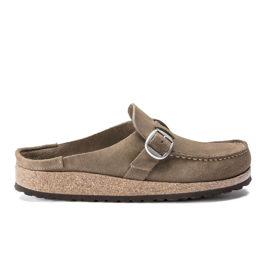 Buckley Suede Leather Slippers, Gray Taupe