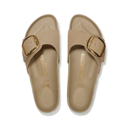 Madrid Big Buckle Oiled Leather Sandaler, Tabacco Brown