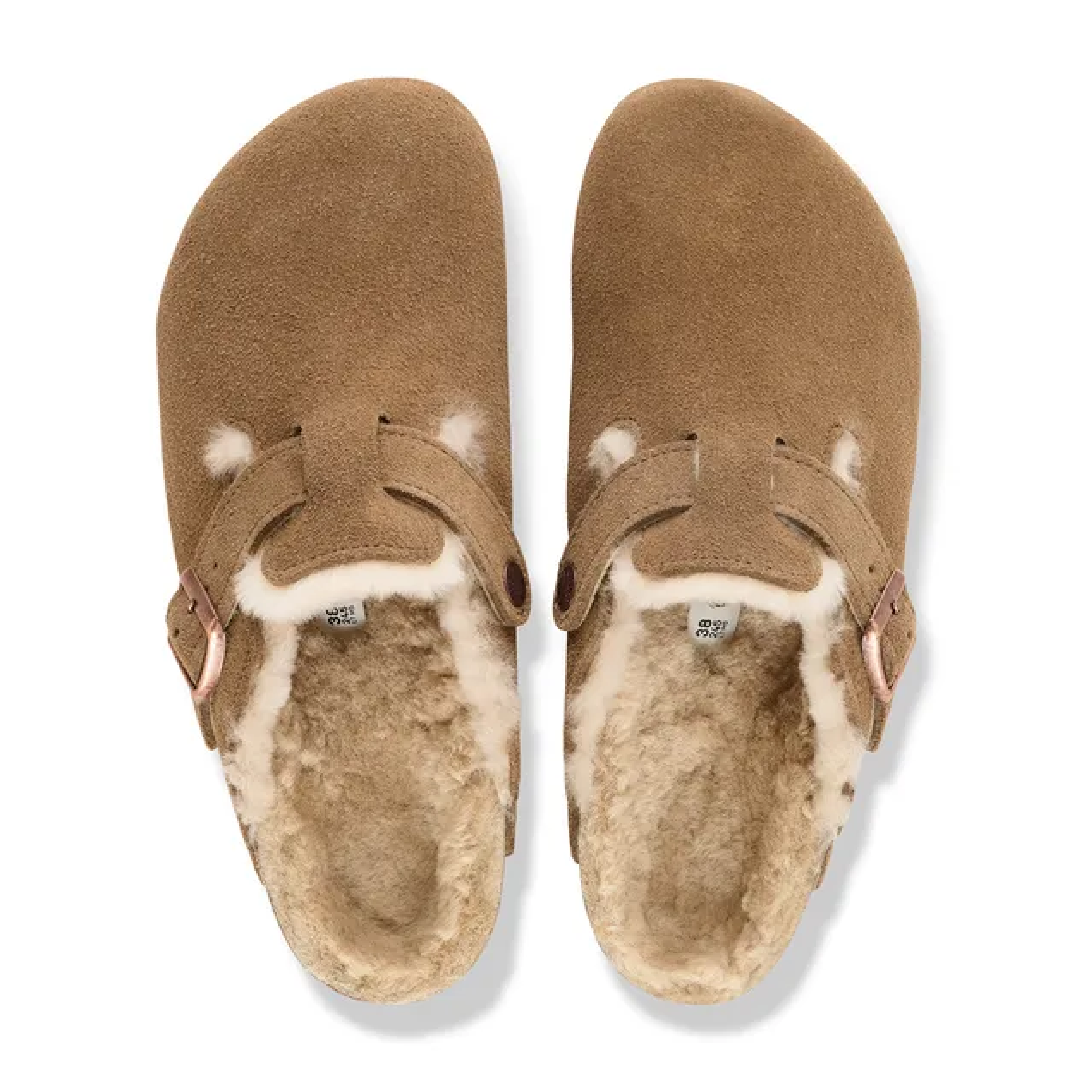 Boston Shearling Suede Leather Slippers, Dark Tea