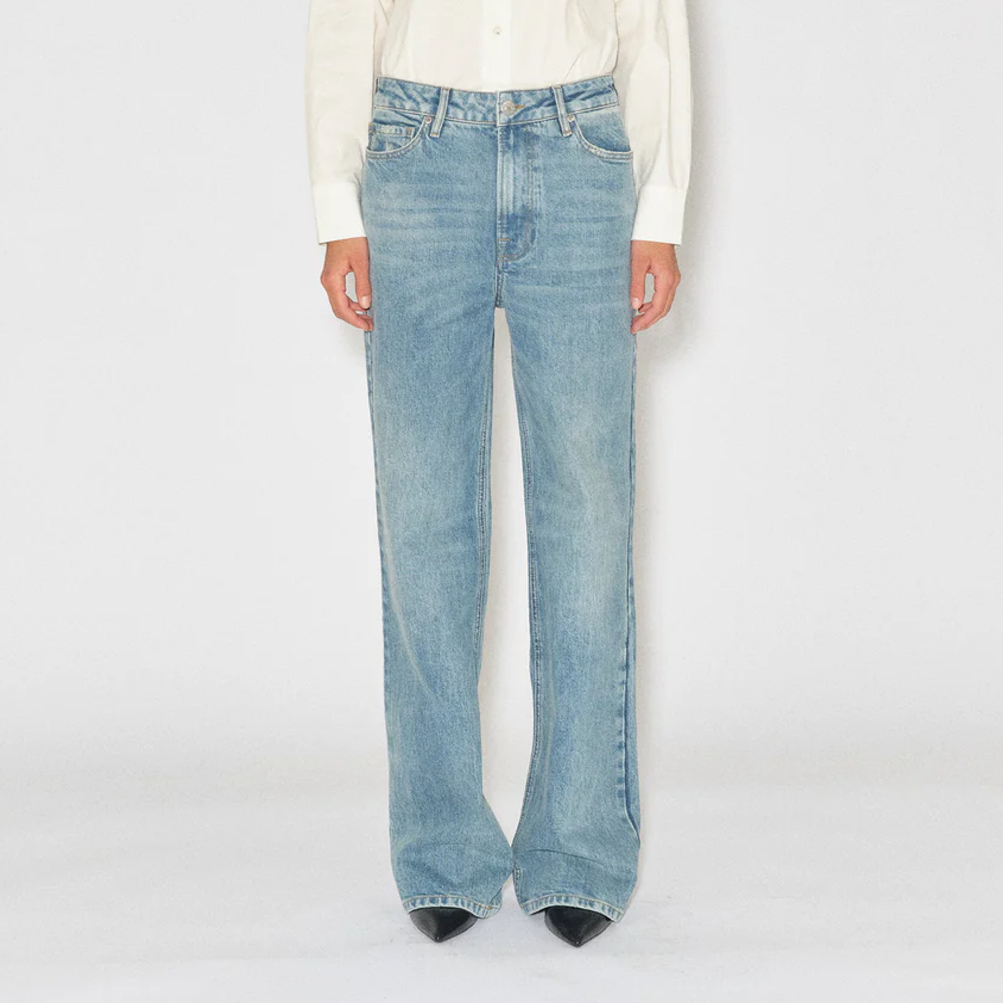 Brown Straight Jeans, Wash Long Beach