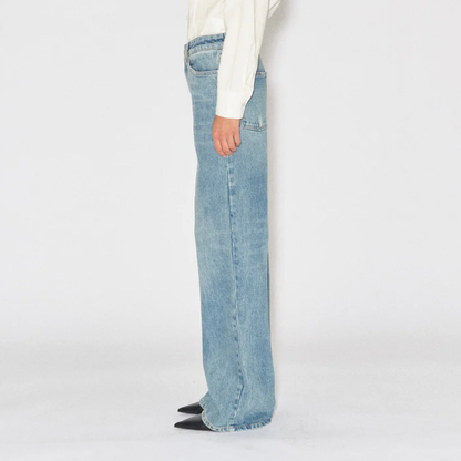 Brown Straight Jeans, Wash Long Beach