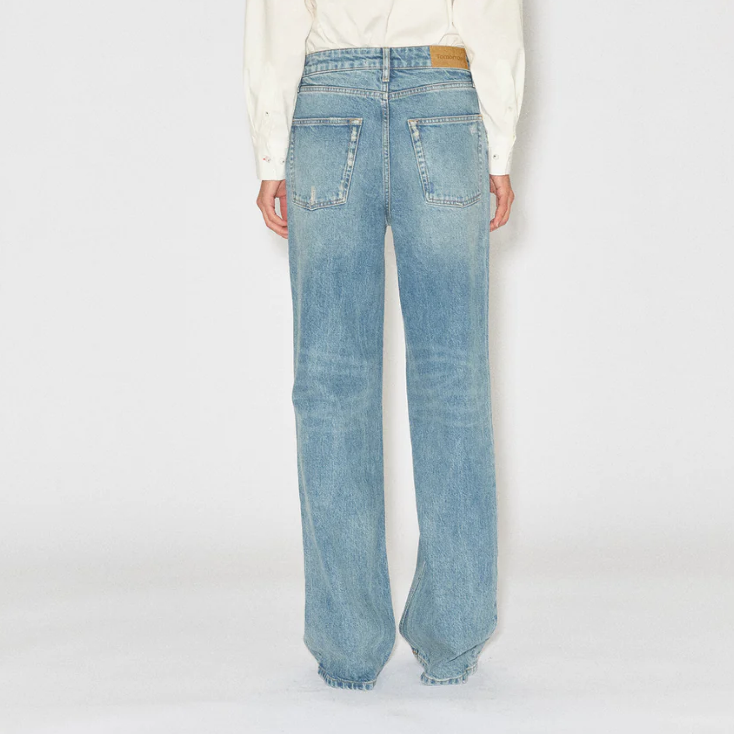 Brown Straight Jeans, Wash Long Beach