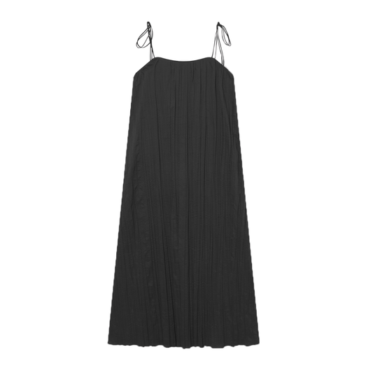 Detty-Atelier Pleated Cotton Tech Kjole, Black