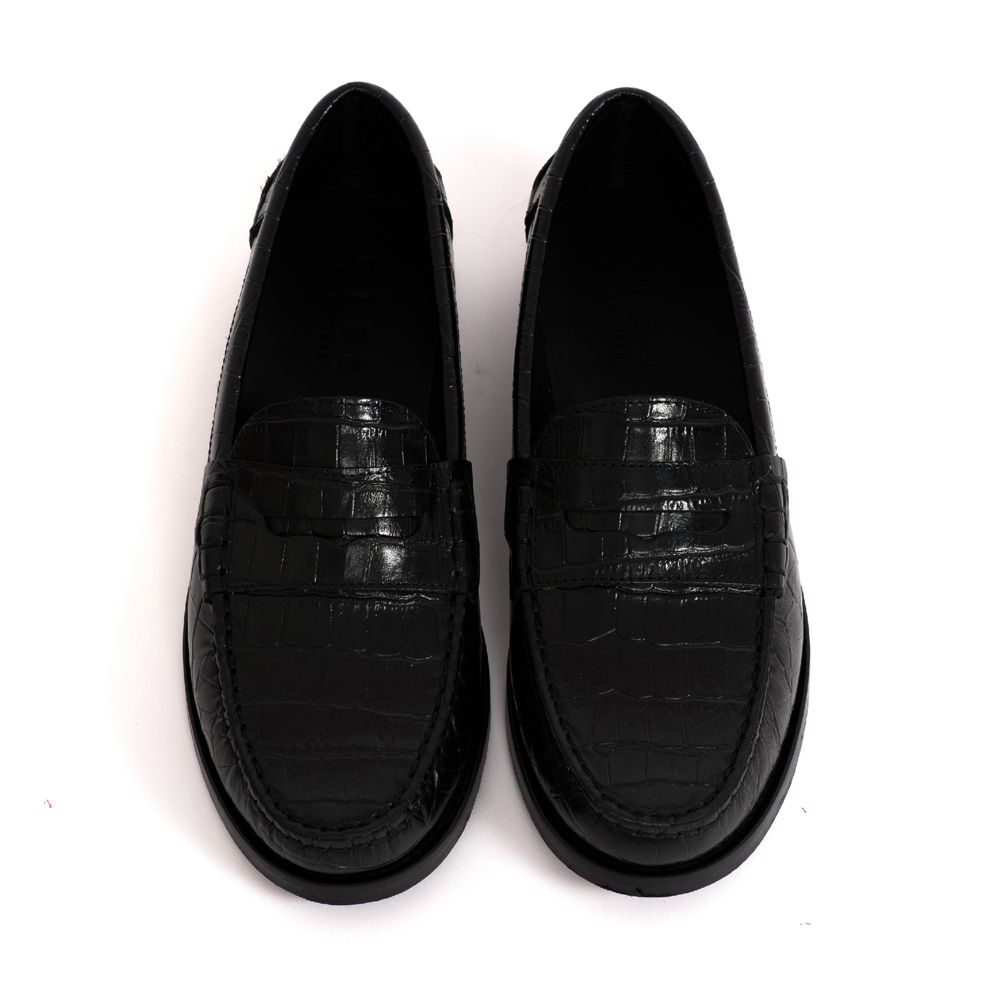 Penny Moccasin Loafer, Crocodile Black